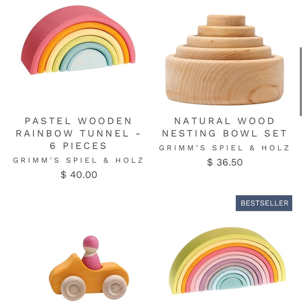 ISO Grimm's Spiel & Holz Pastel Wooden Rainbow & any pastel/natural items!!